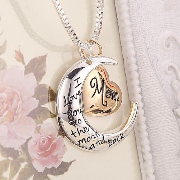 Jewelry - Moon pendant ILY to the moon and back mom necklace